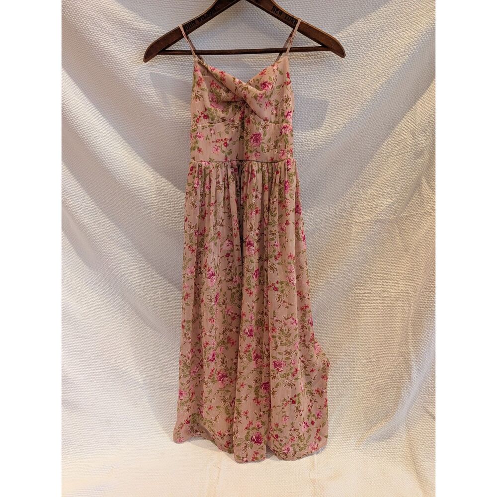 Zunie pink and gold floral maxi dress